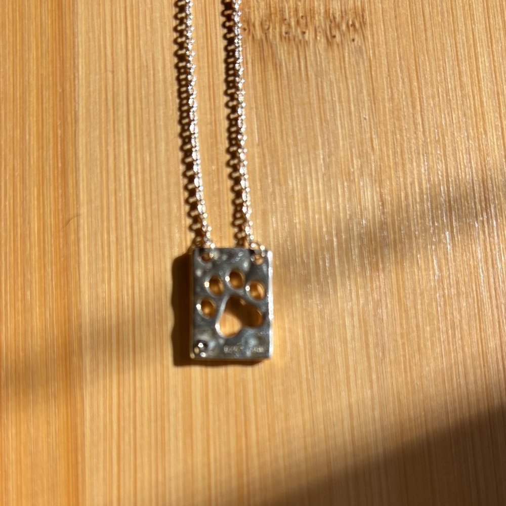 Silver Paw Print Pendant Necklace